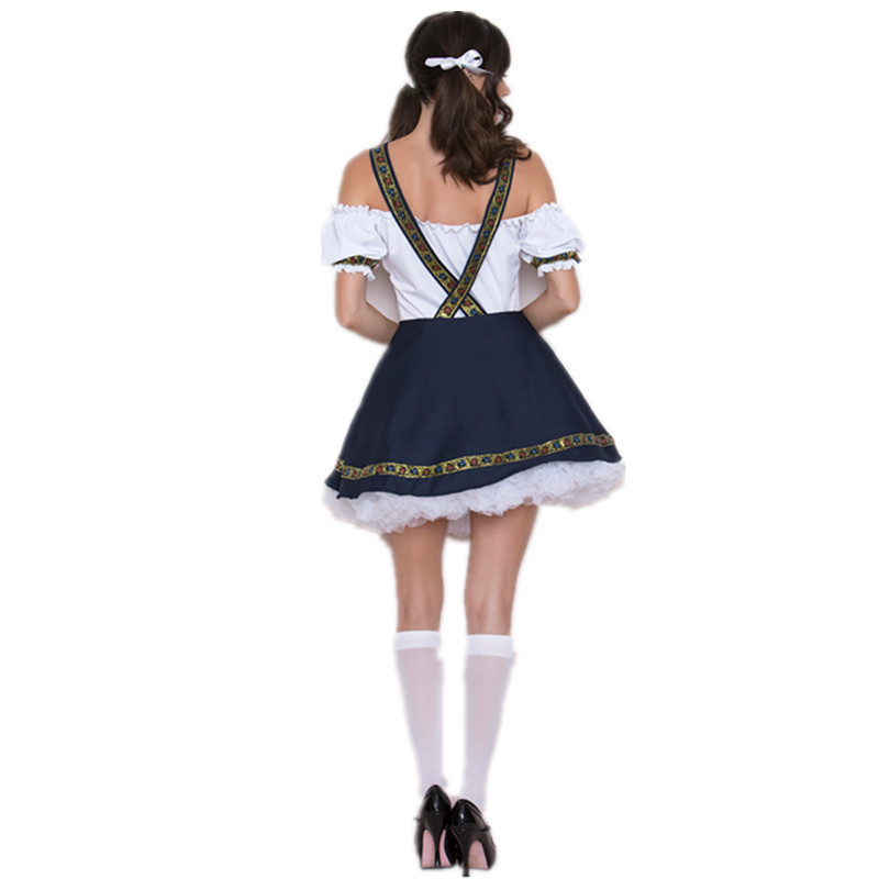 Traditional Oktoberfest Dirndl Dress Costume Womens Embroidered Trim Outfit